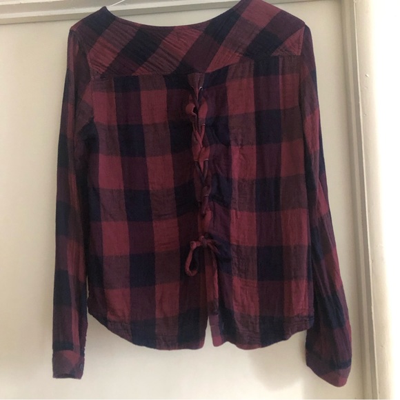 ❤️Cloth &Stone Anthropologie Plaid Long Sleeve Top Size S - Picture 5 of 6